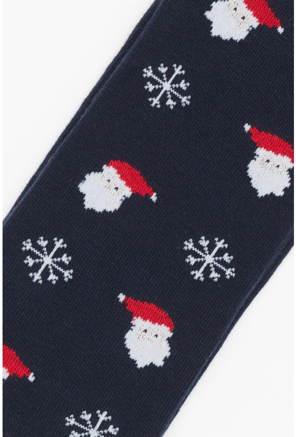 SKARPETY XMAS SANTA CLAUS1 2 GRANATOWE