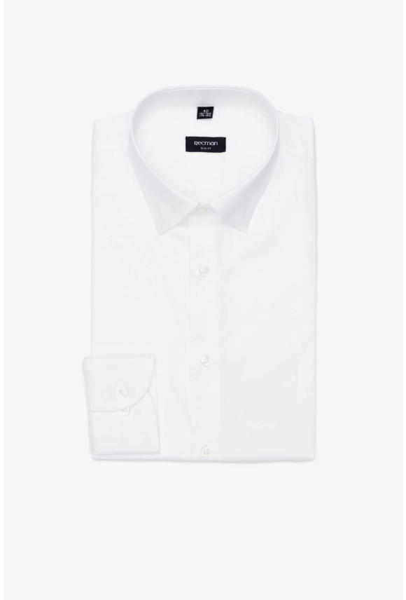 KOSZULA VERSONE 3307C DŁUGI RĘKAW SLIM FIT BIAŁA Z BAWEŁNĄ