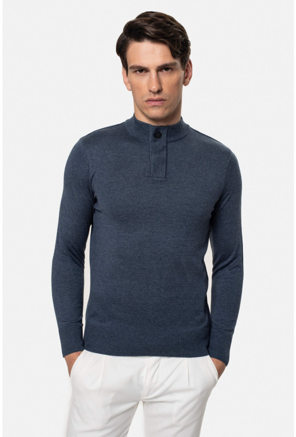 SWETER TIMO TROYER/TYPU TROYER NIEBIESKI Z BAWEŁNĄ