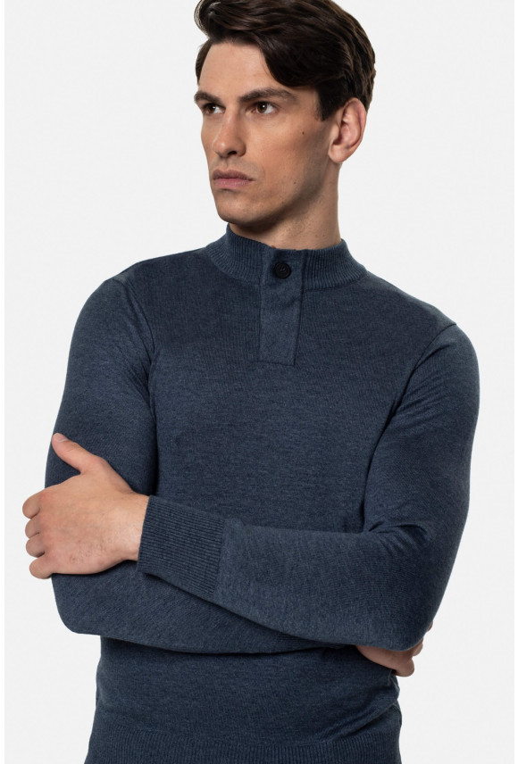 SWETER TIMO TROYER/TYPU TROYER NIEBIESKI Z BAWEŁNĄ