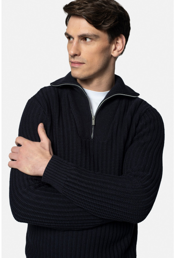 SWETER TURIA TROYER/TYPU TROYER GRANATOWY Z BAWEŁNĄ