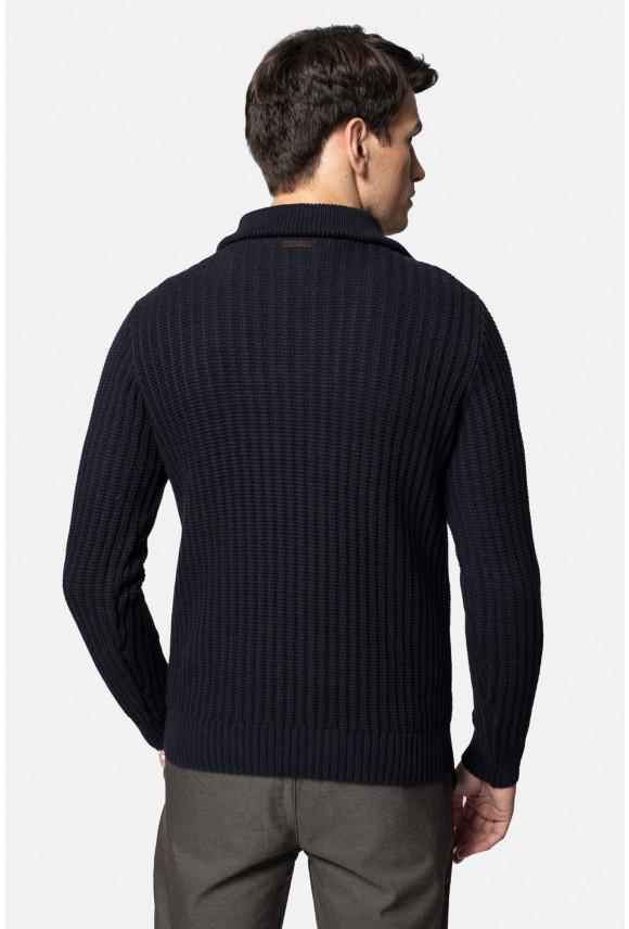 SWETER TURIA TROYER/TYPU TROYER GRANATOWY Z BAWEŁNĄ