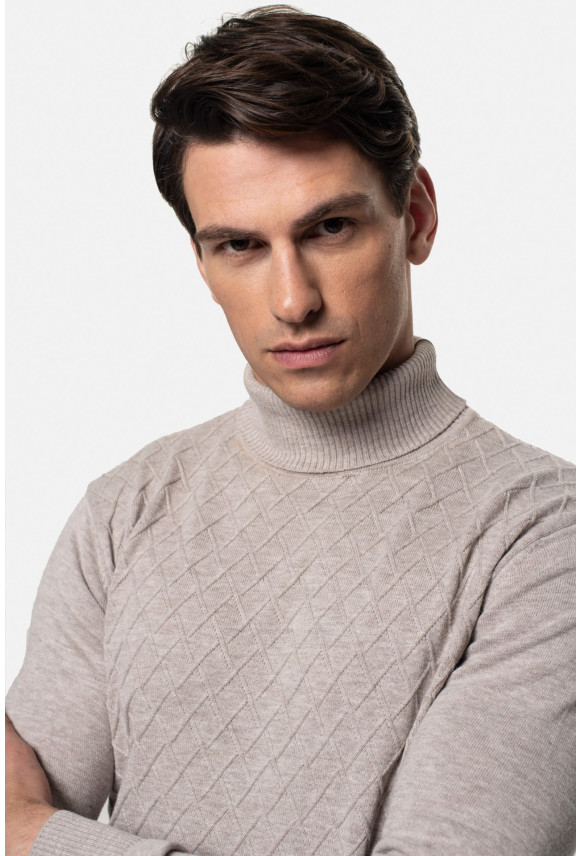 SWETER RODENAS GOLF BEŻOWY Z BAWEŁNĄ