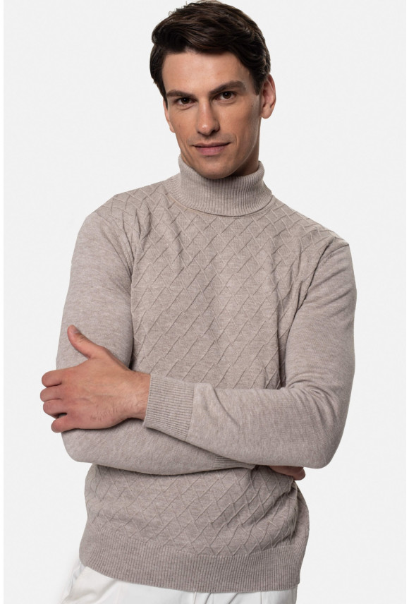 SWETER RODENAS GOLF BEŻOWY Z BAWEŁNĄ