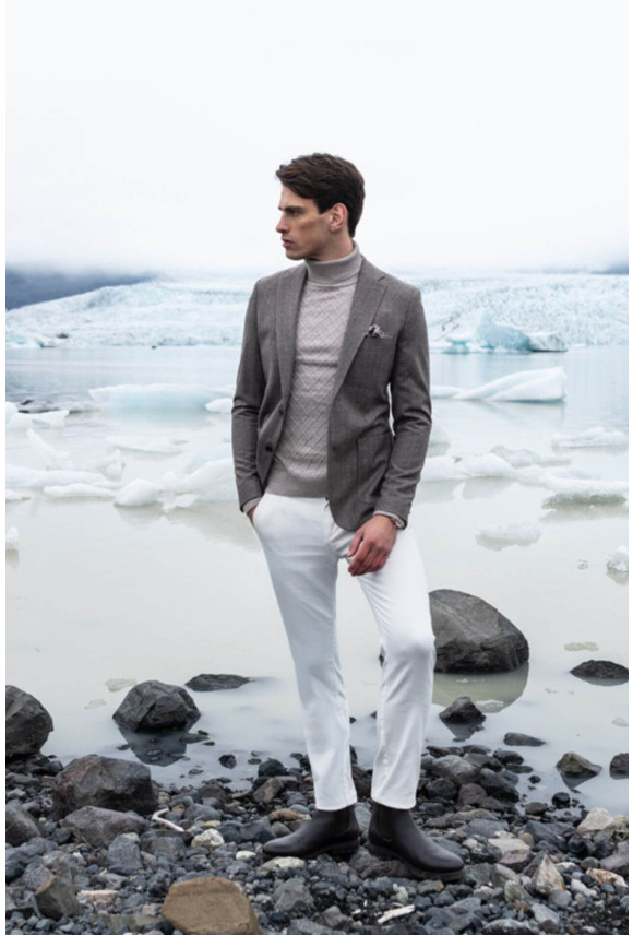 SWETER RODENAS GOLF BEŻOWY Z BAWEŁNĄ