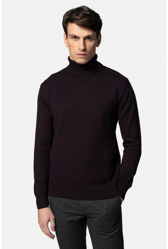 SWETER RODENAS GOLF FIOLETOWY Z BAWEŁNĄ