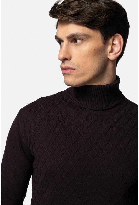 SWETER RODENAS GOLF FIOLETOWY Z BAWEŁNĄ