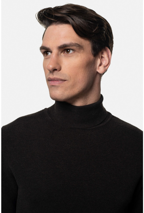 SWETER NARO GOLF BRĄZOWY Z BAWEŁNĄ