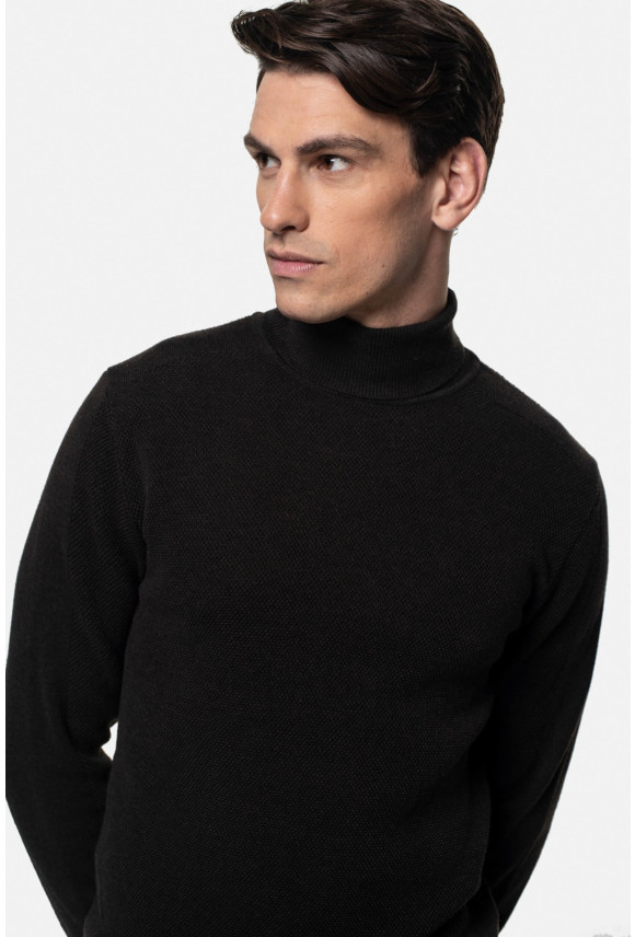 SWETER NARO GOLF BRĄZOWY Z BAWEŁNĄ