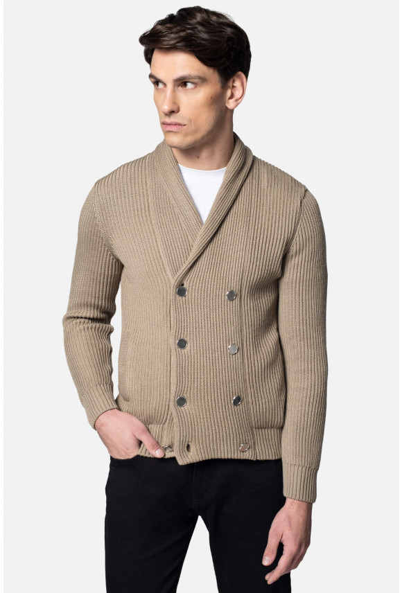 SWETER CAVITE ROZPINANY BEŻOWY Z WEŁNĄ