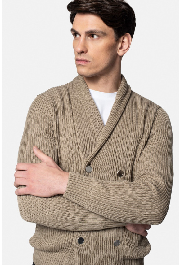 SWETER CAVITE ROZPINANY BEŻOWY Z WEŁNĄ