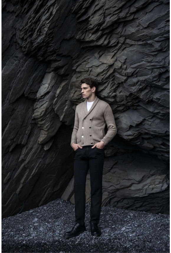SWETER CAVITE ROZPINANY BEŻOWY Z WEŁNĄ