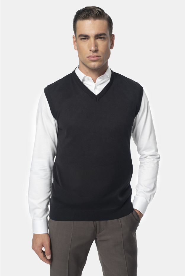 SWETER VELINI Z DEKOLTEM TYPU SEREK CZARNY Z BAWEŁNĄ SWETER VELINI Z DEKOLTEM TYPU SEREK CZARNY Z BAWEŁNĄ