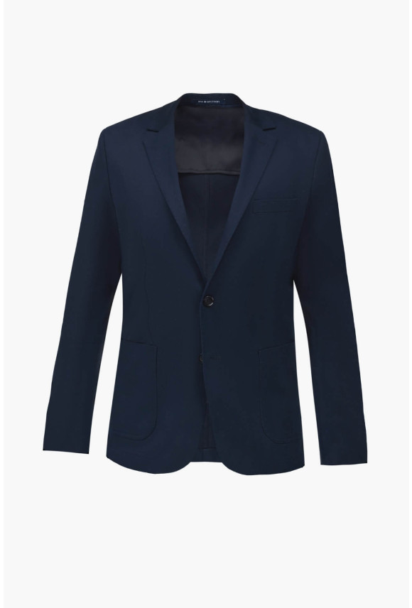 MARYNARKA TENNIS CLUB 102 GRANATOWA SLIM FIT JEDNORZĘDOWA Z BAWEŁNY