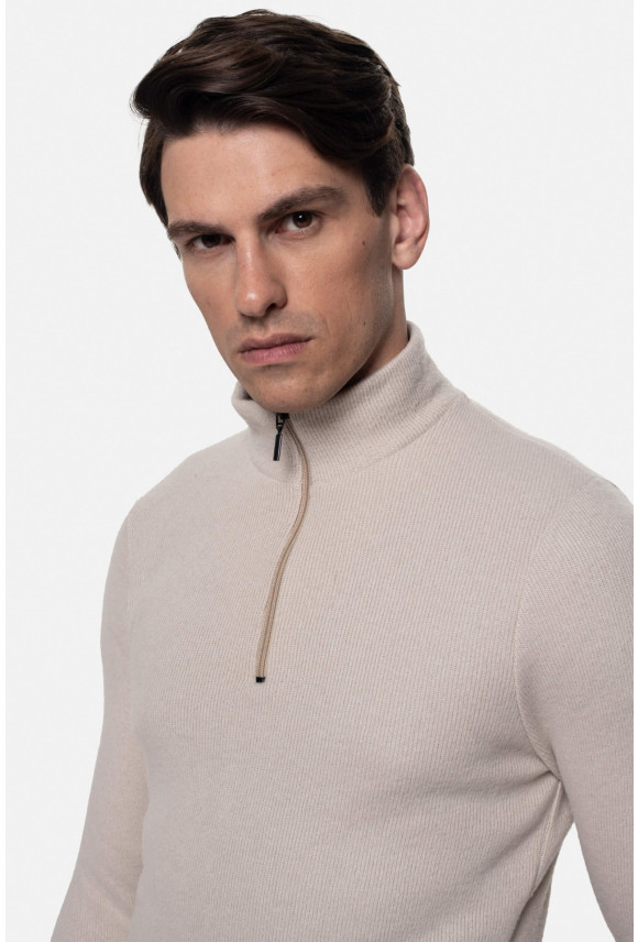 BLUZA LUDRES TROYER/TYPU TROYER BEŻOWA Z WEŁNĄ