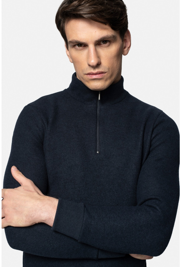 BLUZA LUDRES TROYER/TYPU TROYER GRANATOWA Z WEŁNĄ