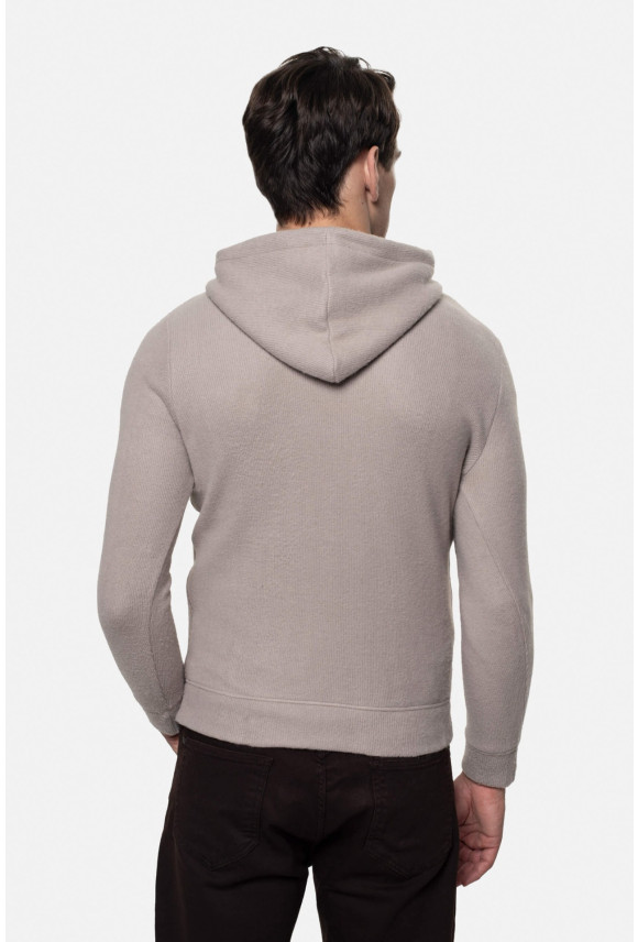 BLUZA LALIN Z OKRĄGŁYM DEKOLTEM BEŻOWA Z WEŁNĄ