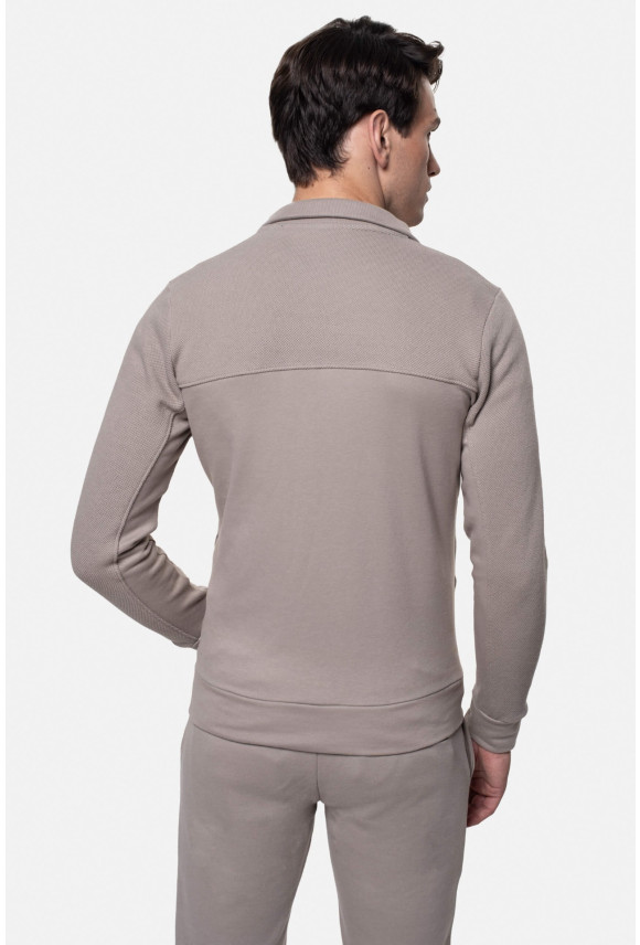 BLUZA URBANO ROZPINANY BEŻOWA Z BAWEŁNĄ
