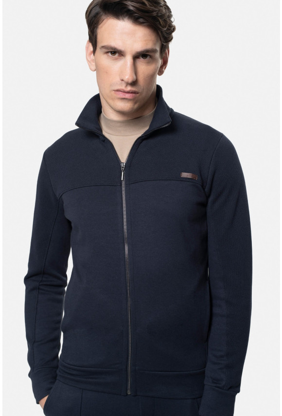 BLUZA URBANO ROZPINANY GRANATOWA Z BAWEŁNĄ