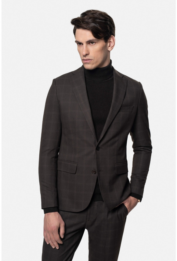 MARYNARKA BRUFA BRĄZOWA SLIM FIT JEDNORZĘDOWA