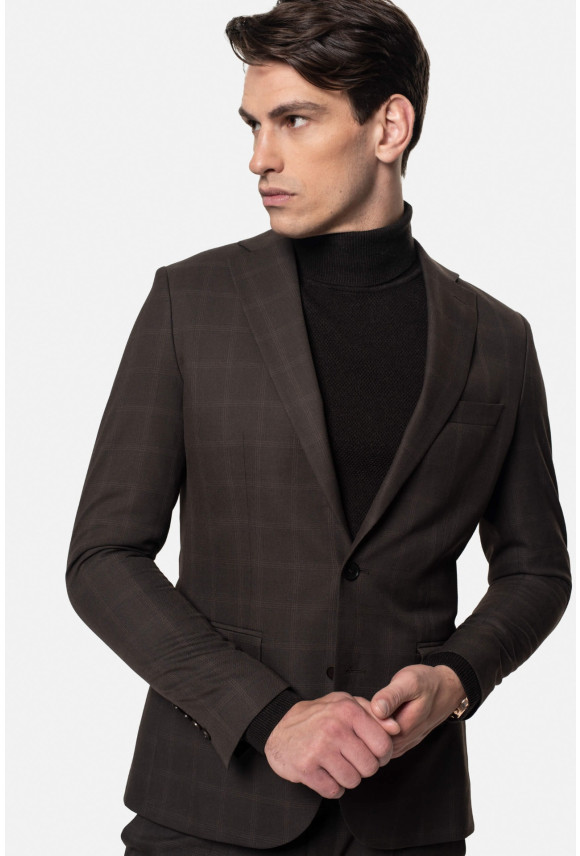 MARYNARKA BRUFA BRĄZOWA SLIM FIT JEDNORZĘDOWA