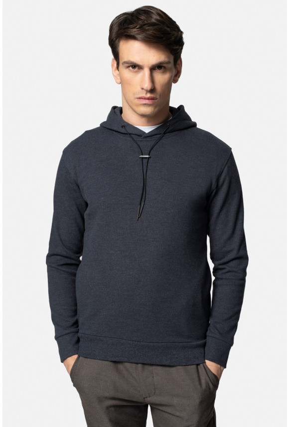 BLUZA MESTAS Z OKRĄGŁYM DEKOLTEM GRANATOWA Z BAWEŁNĄ