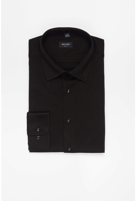 KOSZULA FORMENTO 3323 DŁUGI RĘKAW SLIM FIT CZARNA Z DZIANINY KOSZULA FORMENTO 3323 DŁUGI RĘKAW SLIM FIT CZARNA Z DZIANINY
