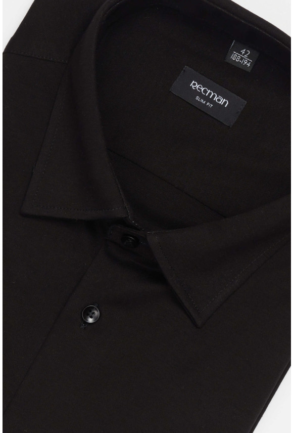 KOSZULA FORMENTO 3323 DŁUGI RĘKAW SLIM FIT CZARNA Z DZIANINY KOSZULA FORMENTO 3323 DŁUGI RĘKAW SLIM FIT CZARNA Z DZIANINY