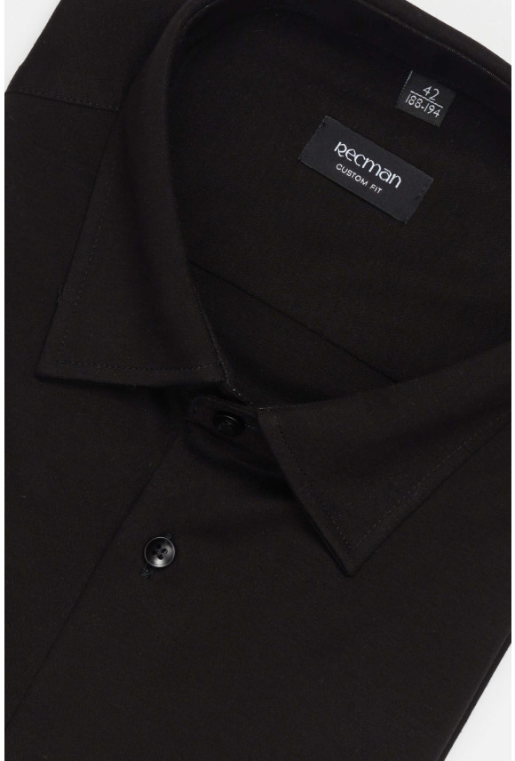 KOSZULA FORMENTO 3323 DŁUGI RĘKAW CUSTOM FIT CZARNA Z DZIANINY KOSZULA FORMENTO 3323 DŁUGI RĘKAW CUSTOM FIT CZARNA Z DZIANINY