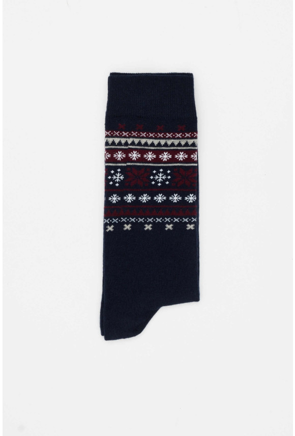 SKARPETY XMAS SNOWFLAKE 3 GRANATOWE