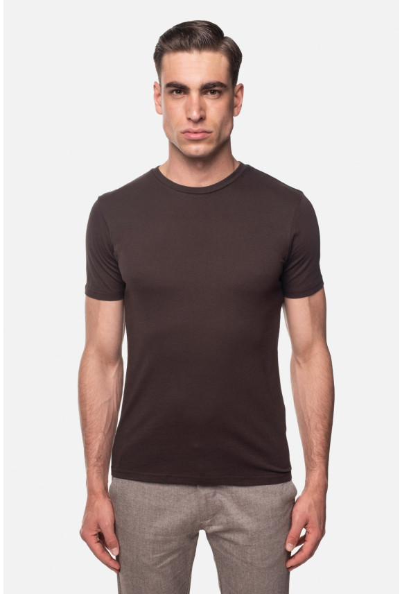 T SHIRT MUXAL BRĄZOWY Z MODALEM