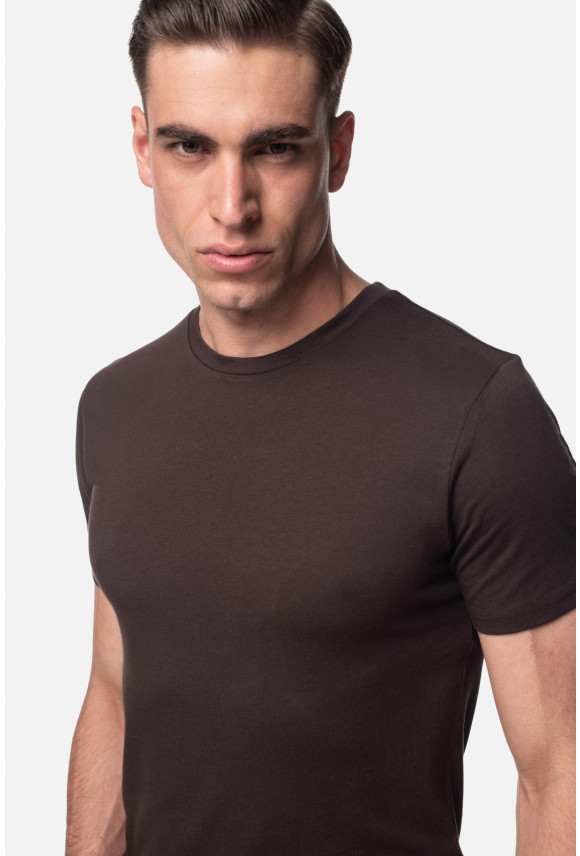 T SHIRT MUXAL BRĄZOWY Z MODALEM