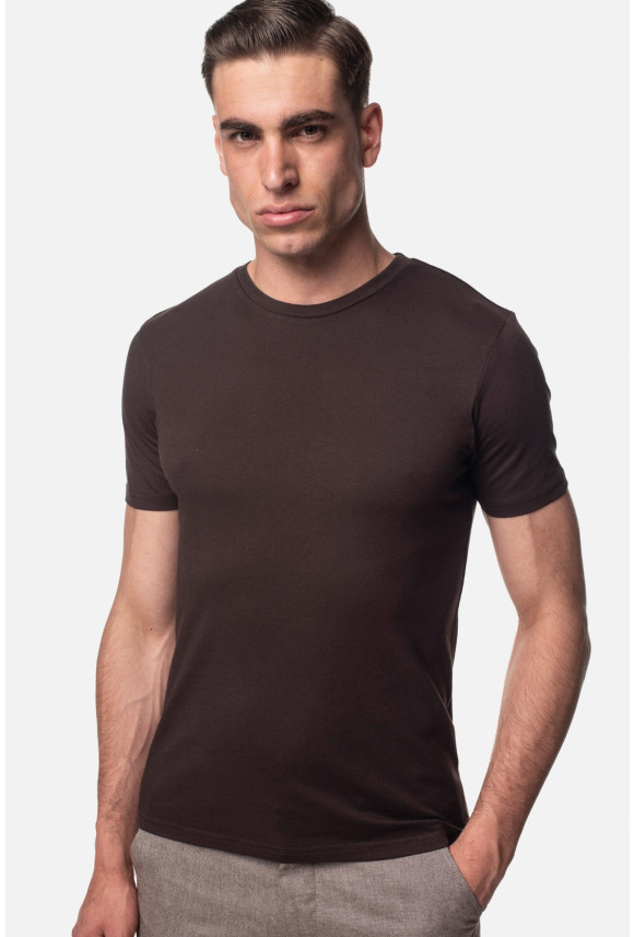 T SHIRT MUXAL BRĄZOWY Z MODALEM