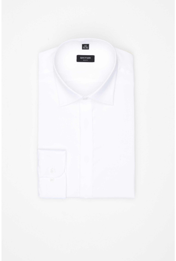KOSZULA VERSONE 3555 DŁUGI RĘKAW SLIM FIT BIAŁA Z BAWEŁNY