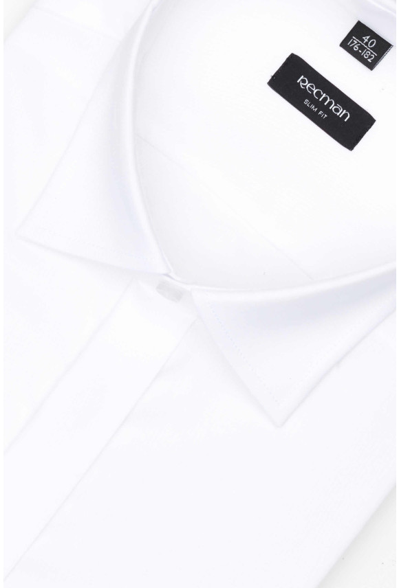 KOSZULA VERSONE 3555 DŁUGI RĘKAW SLIM FIT BIAŁA Z BAWEŁNY