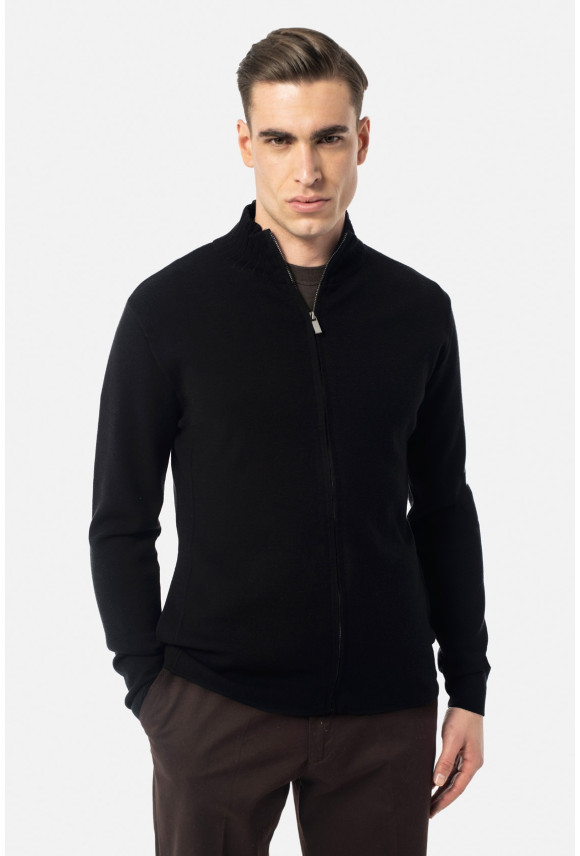 SWETER ENCOLE ROZPINANY CZARNY Z WISKOZĄ