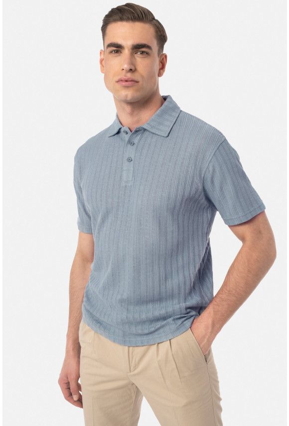 KOSZULKA POLO AVILA BŁĘKITNA Z MODALEM