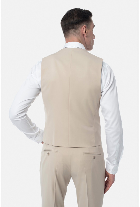 KAMIZELKA MARINELLA SLIM FIT BEŻOWA JEDNORZĘDOWA