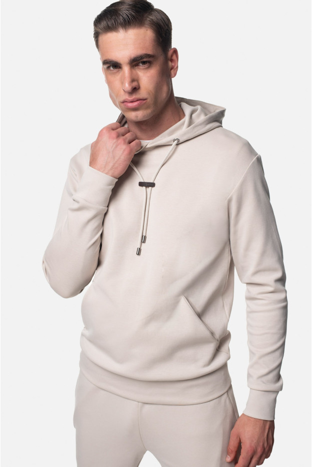 BLUZA HONDO Z OKRĄGŁYM DEKOLTEM BEŻOWA Z BAWEŁNY
