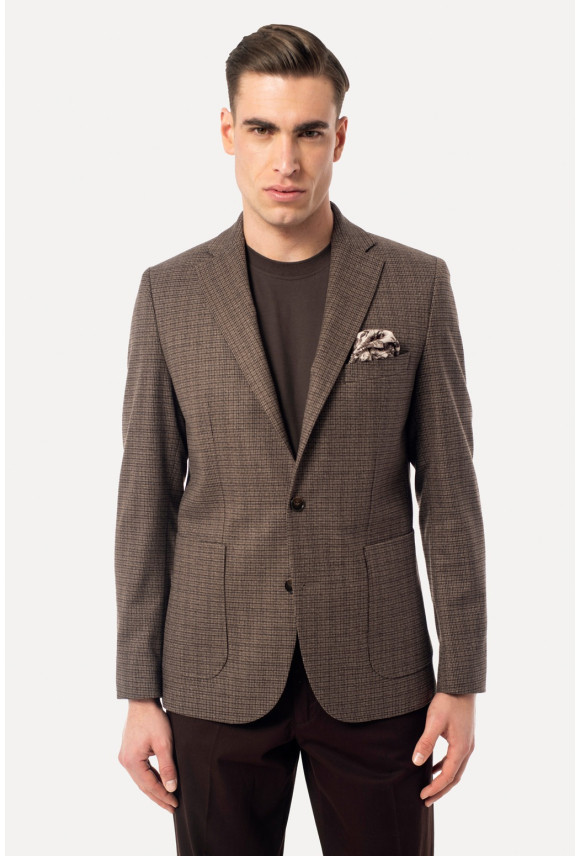 MARYNARKA PERSANO BRĄZOWA SLIM FIT JEDNORZĘDOWA
