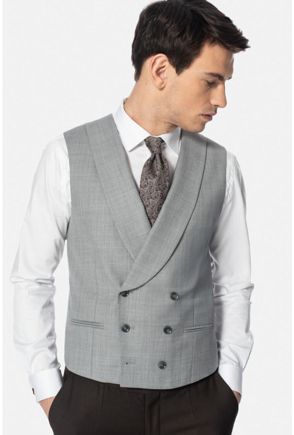 KAMIZELKA GIRADON SLIM FIT SZARA DWURZĘDOWA Z WEŁNĄ