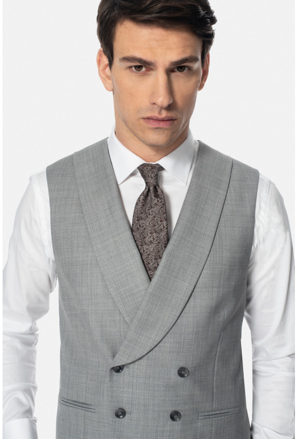 KAMIZELKA GIRADON SLIM FIT SZARA DWURZĘDOWA Z WEŁNĄ