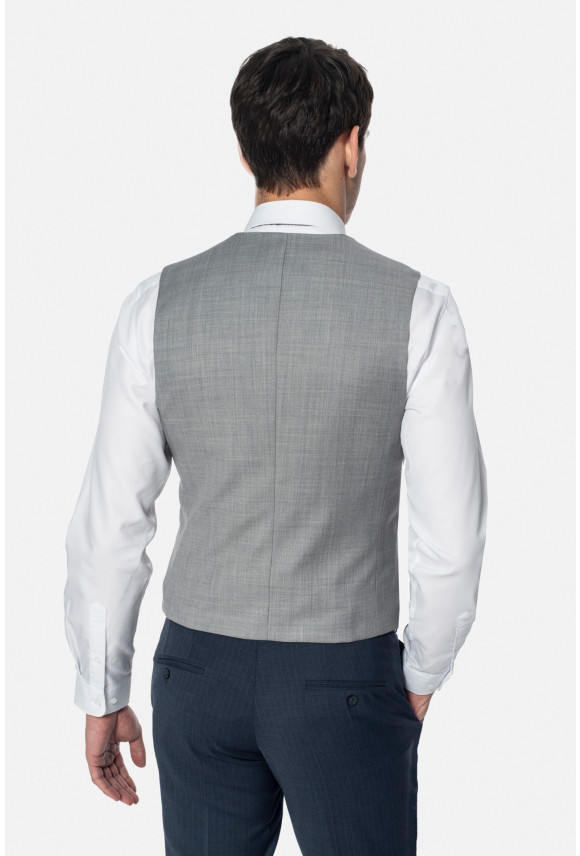 KAMIZELKA TELDEN SLIM FIT SZARA DWURZĘDOWA Z WEŁNĄ