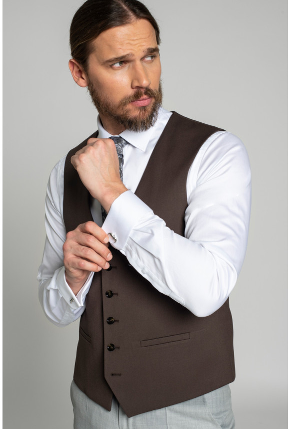 KAMIZELKA BENITOS SLIM FIT BRĄZOWA JEDNORZĘDOWA KAMIZELKA BENITOS SLIM FIT BRĄZOWA JEDNORZĘDOWA
