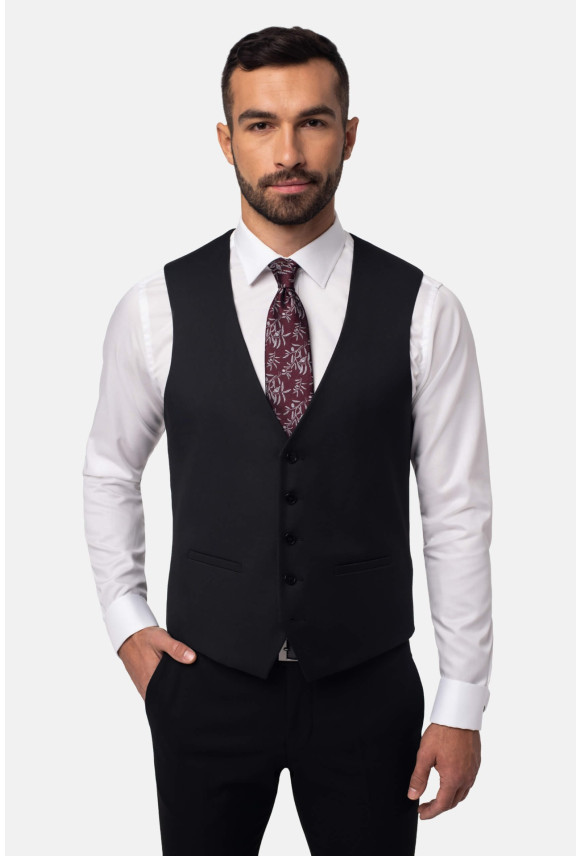 KAMIZELKA BERNETOS SLIM FIT CZARNA JEDNORZĘDOWA