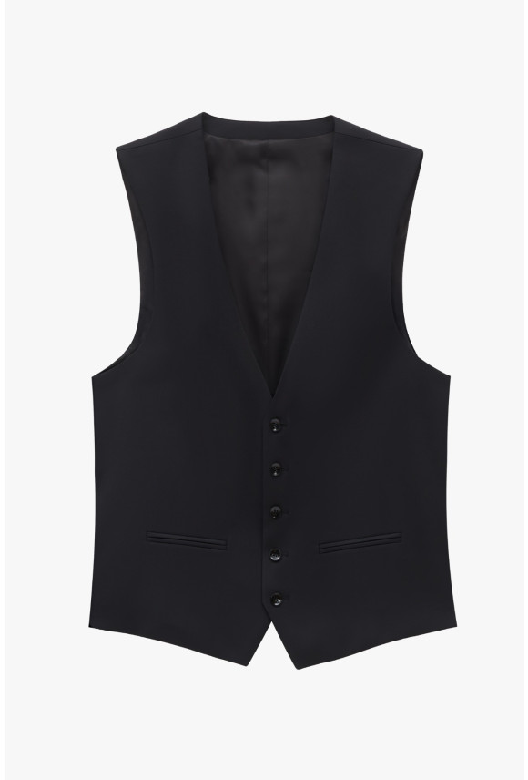 KAMIZELKA WINOLIA SLIM FIT CZARNA JEDNORZĘDOWA Z WEŁNĄ