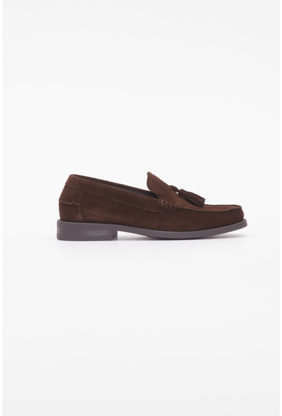 OBUWIE LOAFERSY F13843 BRĄZOWE Z ZAMSZU