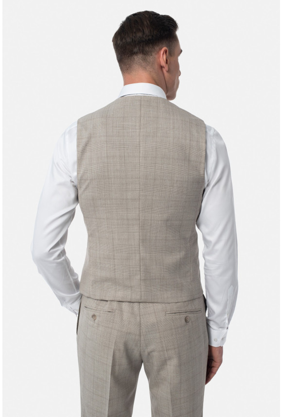 KAMIZELKA ANDRIA SLIM FIT BEŻOWA DWURZĘDOWA Z WEŁNY