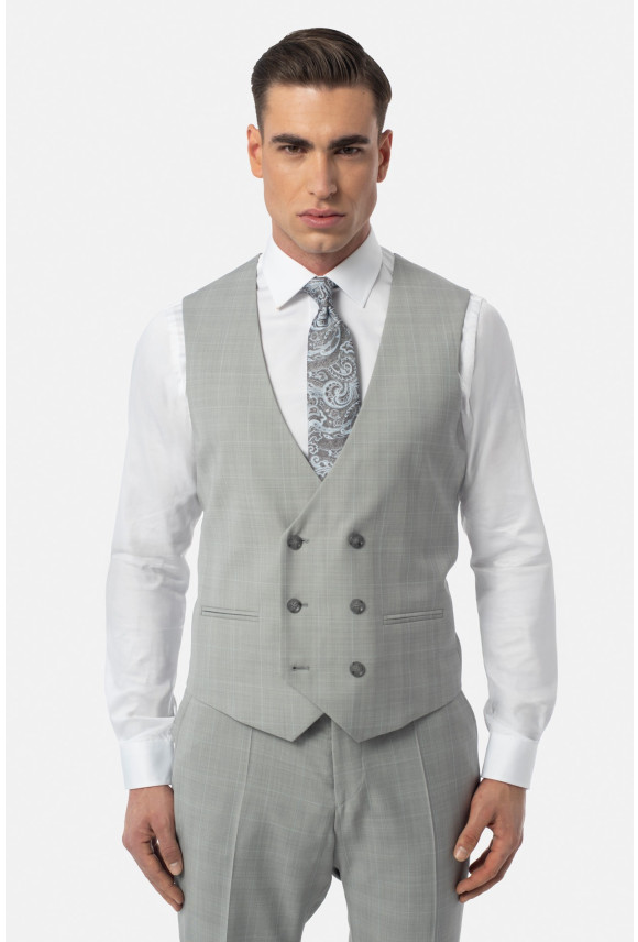 KAMIZELKA MILIS SLIM FIT SZARA DWURZĘDOWA Z WEŁNĄ