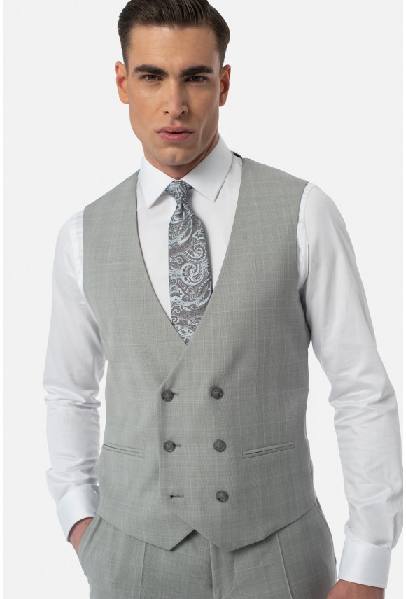 KAMIZELKA MILIS SLIM FIT SZARA DWURZĘDOWA Z WEŁNĄ